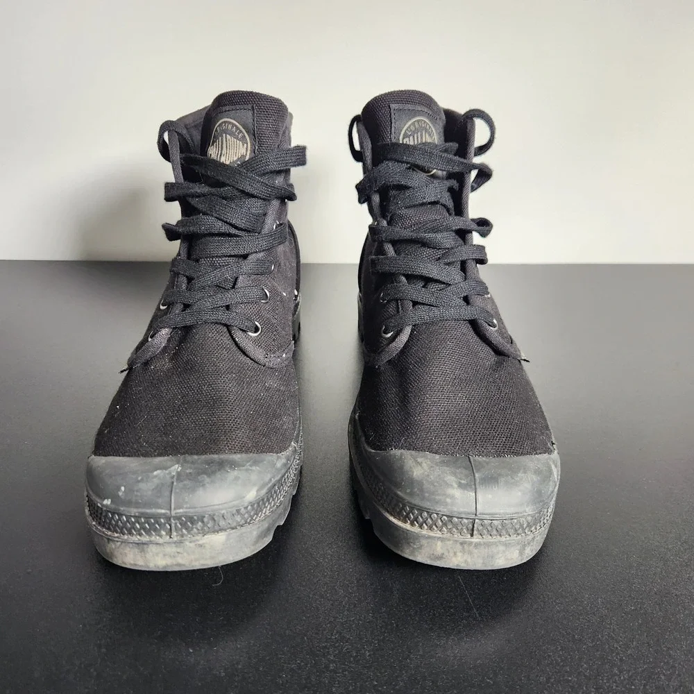Palladium Boots Mens 10.5 Black Pampa Hi Canvas Combat Lace Up Casual